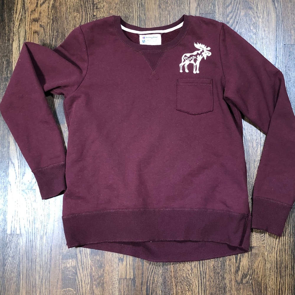 Champion Sweatshirt Sz Large Running Man Burgundy